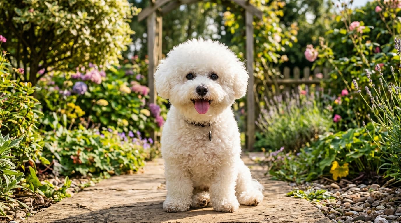 A Bichon Frise outdoors