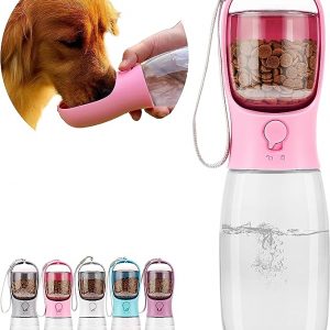 Avelora portable pet water bottle with built-in filter and food container
